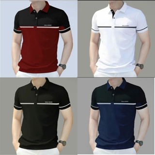Áo Polo nam tay ngắn trẻ trung năng động kiểu thể thao in nổi chữ nhiều màu mới nhất Menswear