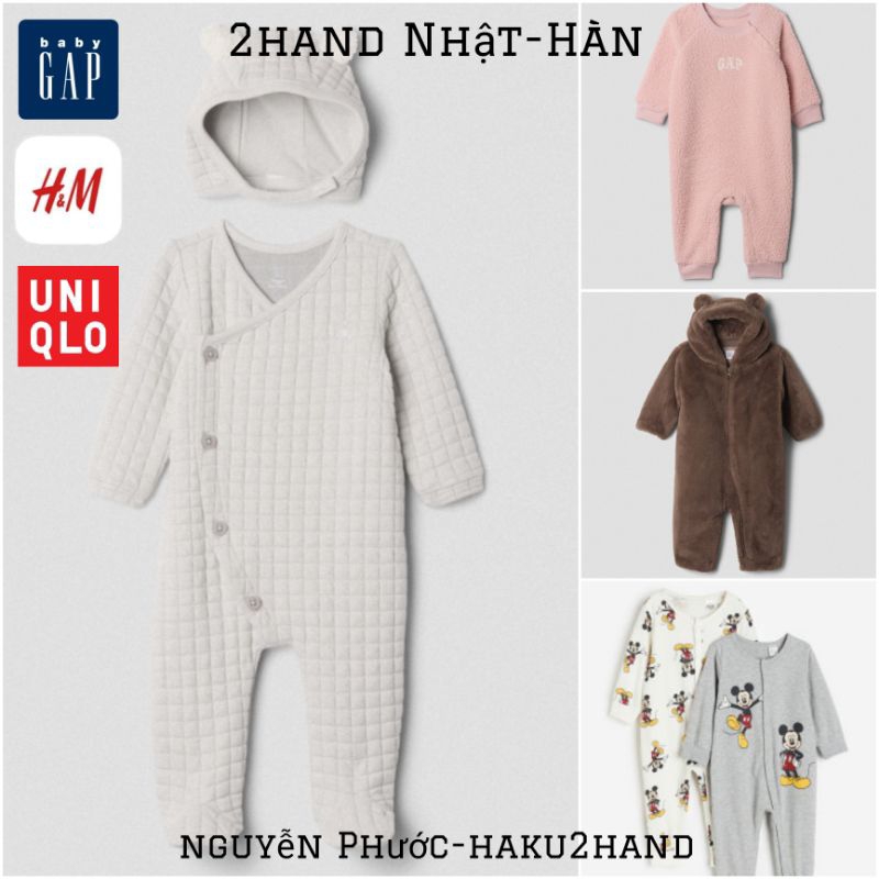 [2Hand Hàn Nhật] Body đùi body dài bộ đồ ngủ body ấm liền thân thu đông cho bé từ 0-2 tuổi
