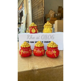 Hũ Đựng Muối Gạo Tài Lộc , Túi Thần Tài May Mắn Trang Trí,  5.5*6*5.5cm Có chữ Phúc, Lộc, Thọ [Nhận Sỉ]