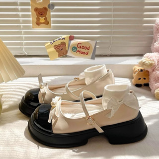 Giày Lolita Nữ Quai Ngọc BUỘC NƠ Cao Cấp (đặt lùi 1 sz)- Giày búp bê nữ đế độn 4 phân 2 màu siêu hót