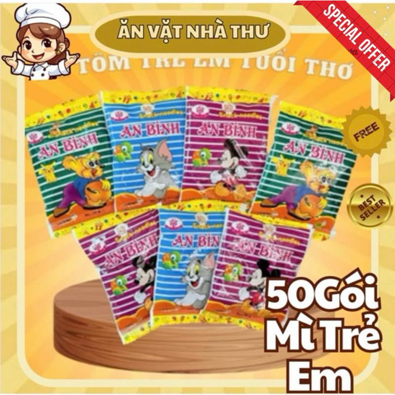 Mì tôm trẻ em ăn liền (bịch ~50 gói)