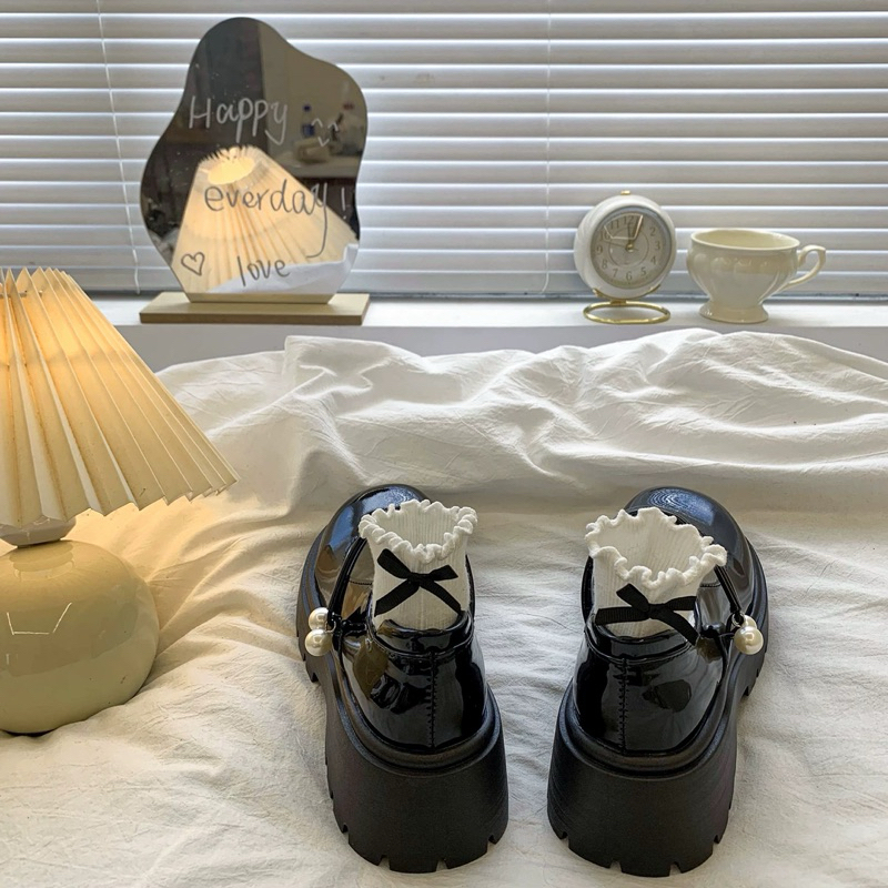 Giày lolita nữ độn đế 4-5cm da bóng V2 cao cấp | BigBuy360 - bigbuy360.vn