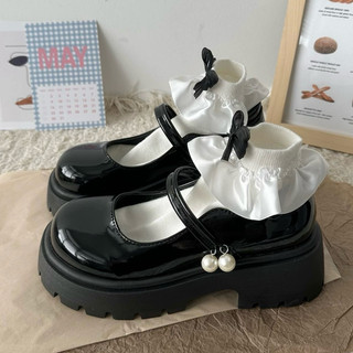  Giày lolita nữ độn đế 4-5cm da bóng V2 cao cấp 
