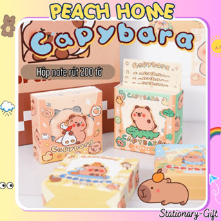 Hộp Giấy Note Rút 200 Tờ Họa Tiết Capybara Cute Giấy Ghi Nhớ Ghi Chú Miếng Nhiều Màu Cute peach home 1k