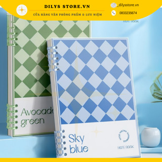 Sổ còng thay được giấy Caro Notebook A5, 120 trang kẻ ngang DILYS làm sổ tay, take notes, giấy Refill