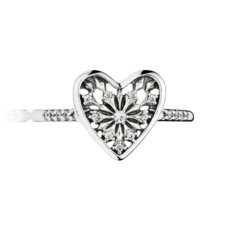 CHÍNH HÃNG - PANDORA Heart of Winter Ring (Silver Sterling, Clear Zirconia) - Nhẫn hình trái tim hoa