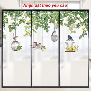 Decal dán kính mờ mẫu tán cây và những chú chim (DK-32), chống nhìn trộm dán cửa sổ, cửa đi, phòng khách, phòng ngủ