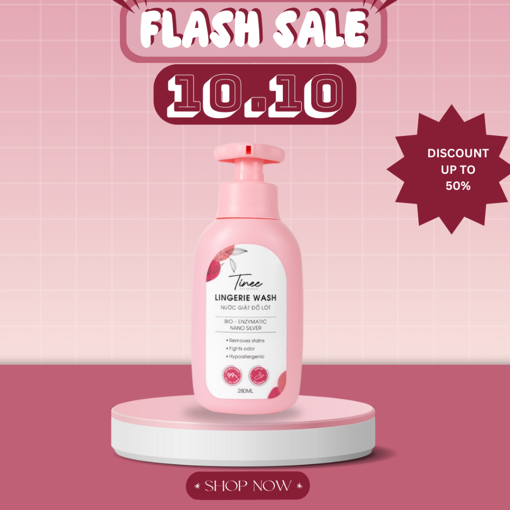 Nước Giặt Đồ Lót Sinh Học Tinee 280ml - Phiên Bản Nano Bạc Kháng Khuẩn, An Toàn Cho Da