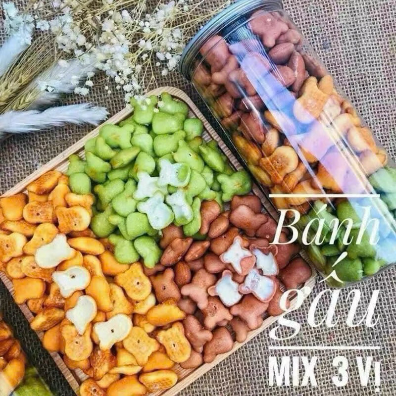 bánh kem gấu nhân kem liên Anh mix 3 vị