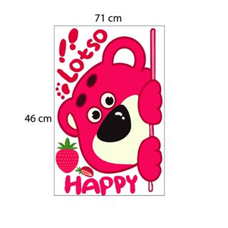Tranh decal gấu dâu dán cửa phòng dán tường cho bé đáng yêu, màu sắc bắt mắt  -cắt sẵn khuôn và keo mặt sau(DÁN CỬA DÂU)