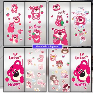 Tranh decal gấu dâu dán cửa dán tường cho bé đáng yêu, màu sắc bắt mắt  -cắt sẵn khuôn và keo mặt sau