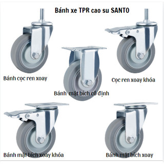 Bánh xe cao su xám TPR đường kính 75mm