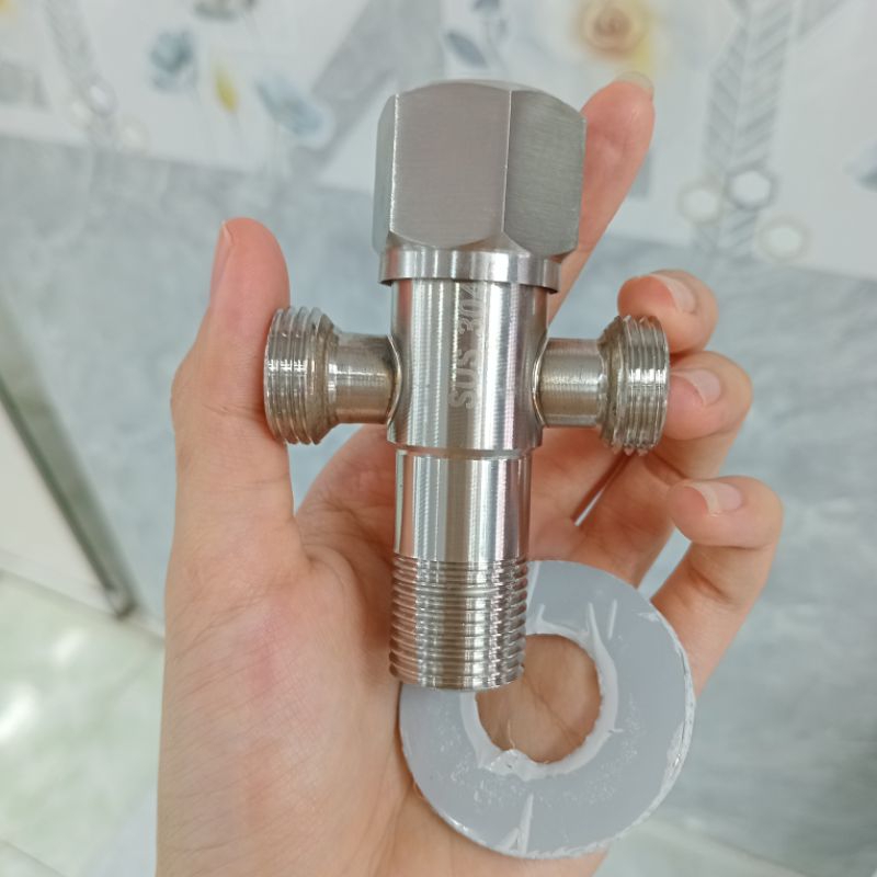 VAN T CHIA NƯỚC 2 đầu ra chuẩn inox 304