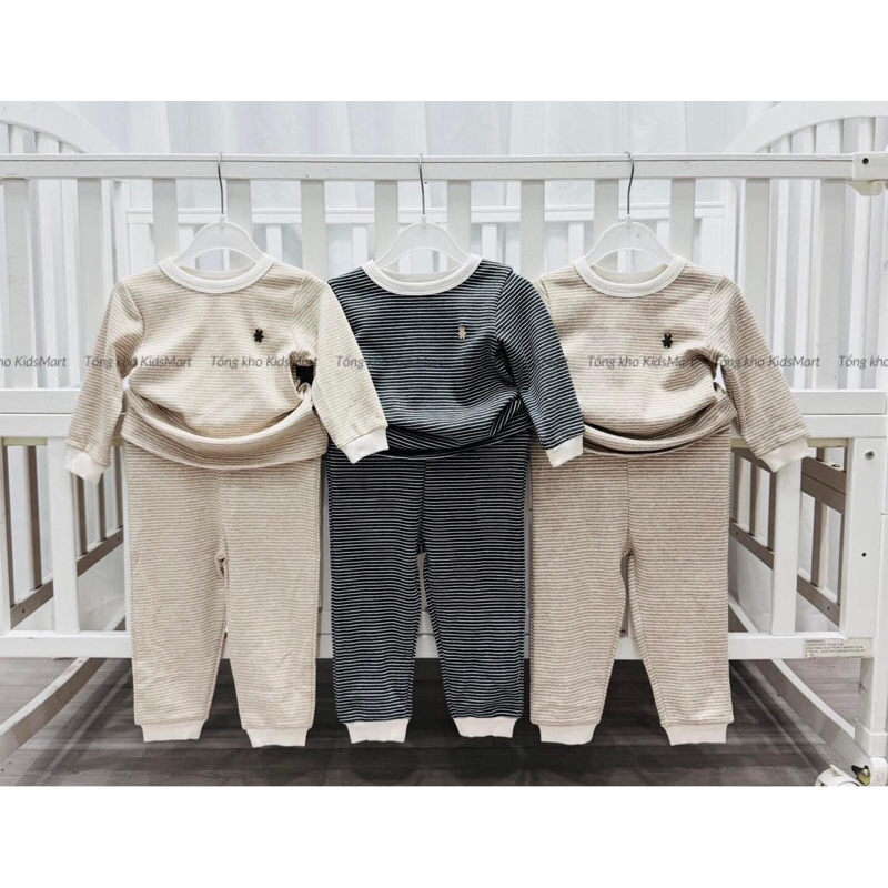 [Embes] Bộ thu đông dài tay có bé phối kẻ chất cotton mềm mịn