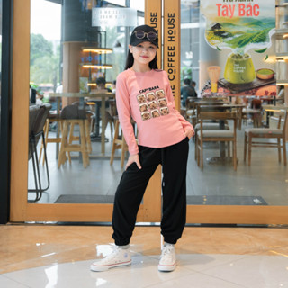 Bộ quần áo bé gái thu đông in hình Capybara - Đồ bộ dài tay bé gái cân nặng từ 15-38kg-  Loza Kids BA001