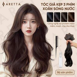 Tóc giả kẹp phím Aretta dáng xoăn sóng nước mềm mượt, không kéo tóc độ dài 45cm