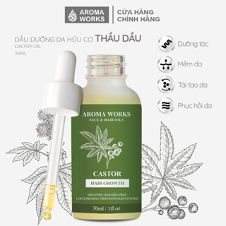 Dầu Thầu Dầu hữu cơ Aroma Works Face & Hair Oil Castor kích thích mọc mi, chân mày, dưỡng móng, chăm sóc tóc 100ml