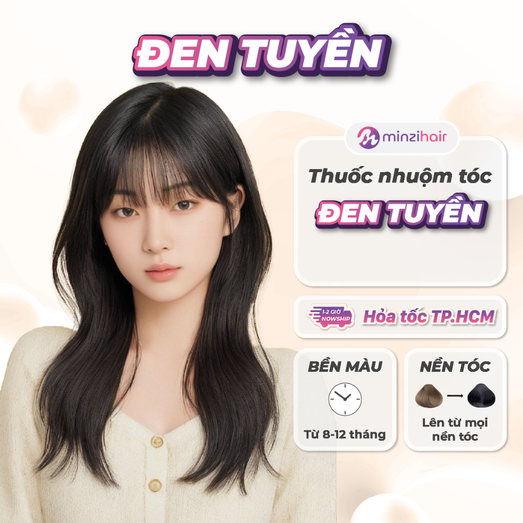 Thuốc Nhuộm Tóc Màu Đen Tuyền Minzihair - Nhuộm Đen Phủ Bạc Hạ Nền - Minzihair Hcm