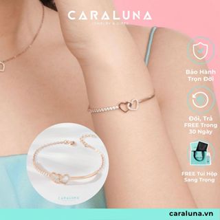 Vòng Kiềng Trái Tim Đính Đá - Kiềng Tay Bạc Hai Trái Tim Gắn Kết CARA LUNA - Quà Tặng Người Yêu VYB33