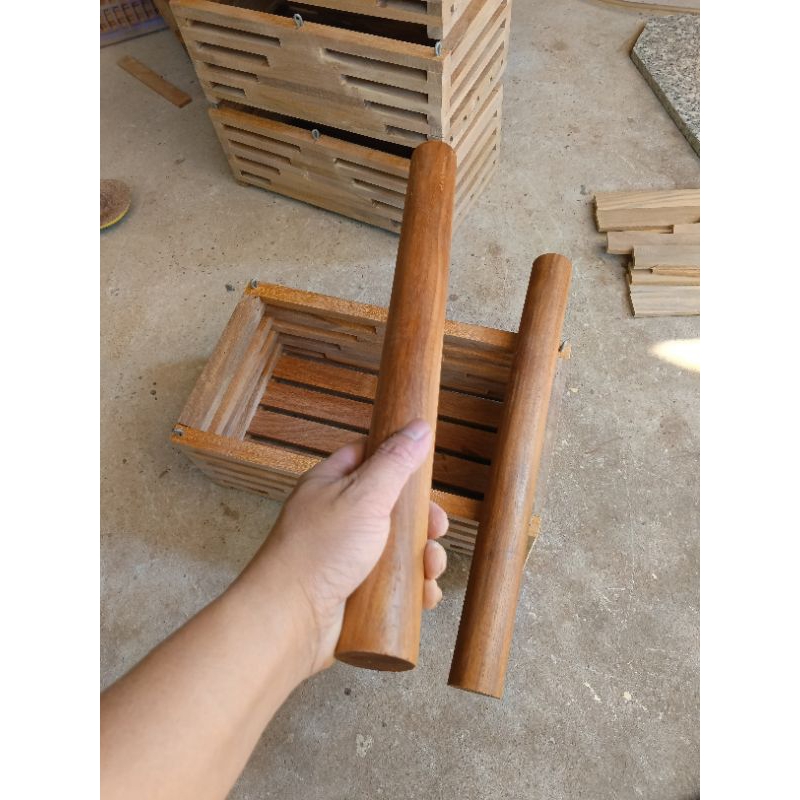 thanh gỗ tròn decor,con lăn gỗ,cây đập đá.rộng 4cm(gỗ thịt)