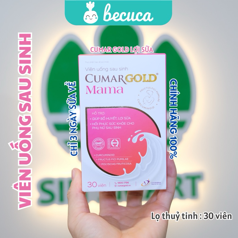 Viên Uống Lợi Sữa CumarGold Mama gọi sữa Về 24h, Bổ Huyết, Phục Hồi Sức Khoẻ Sau Sinh Becuca