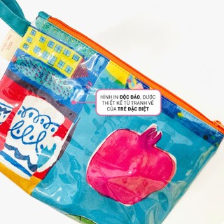 [Flat Pouch] Túi đựng đồ makeup nhỏ gọn cầm tay Tòhe, bóp đựng mỹ phẩm nhỏ gọn chống nước màu sắc tươi sáng từ tranh vẽ