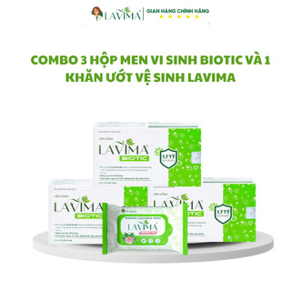   LIVE KOL  Combo 03 Hộp viên uống LAVIMA BIOTIC 20V và 1 Gói Khăn Ướt Lavima Protect 4.0 Gói 10 Tờ 