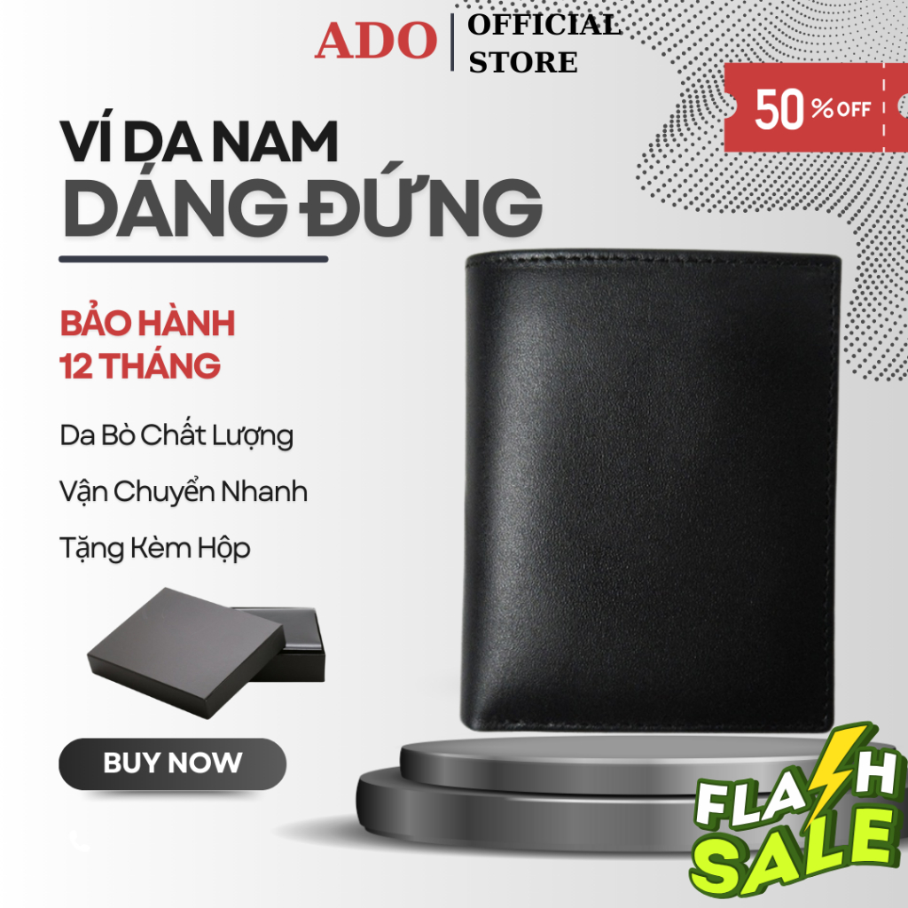 Ví Nam Đứng Da Bò Đẳng Cấp Tặng Kèm Hộp Cao Cấp | Bóp Nam Đứng