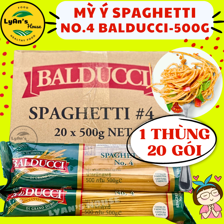 1 THÙNG MÌ Ý SPAGHETTI BALDUCCI SỐ 4, LASICILIA, BOGASARI, REGINA Mỳ ý sợi tròn ngon hợp sốt cà chua xốt mì ý