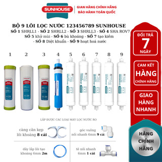 [chính hãng] Bộ 9 lõi lọc nước 123456789 SUNHOUSE chính hãng - lắp được các loại máy lọc nước ro