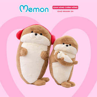 Gấu bông rái cá đeo tai nghe Memon thú nhồi bông hải cẩu ôm hải cẩu mềm mịn cao cấp