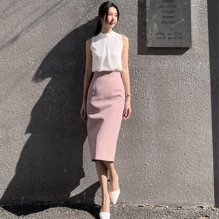 Chân váy công sở cao cấp 2 lớp có lót ôm body dáng dài qua gối xẻ sau BC68