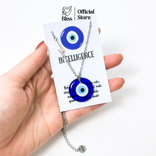 Vòng cổ/ Dây chuyền “Chớp” Evil Eye 2.5cm dây thép không gỉ Bliss Accessories