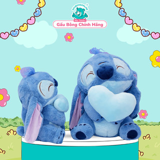 Gấu bông stitch ôm tim Gấu Bông Online thú nhồi bông stitch ôm trái tim mềm mịn cao cấp