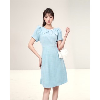 Đầm Công Sở Dự Tiệc Sang Trọng Bigsize u30,u40 cho mẹ AMYRA, Thiết Kế Dáng Xòe Nơ Vai Cao Cấp Đi Làm Đi Tiệc DA028