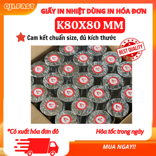   Thùng 50 cuộn  Giây in BILL K80x80mm giây in máy Pos K80x80mm IN HÓA ĐƠN TIẾT KIỆM GIẤY IN NHIET K80x80 cuộn lớn  tem A 