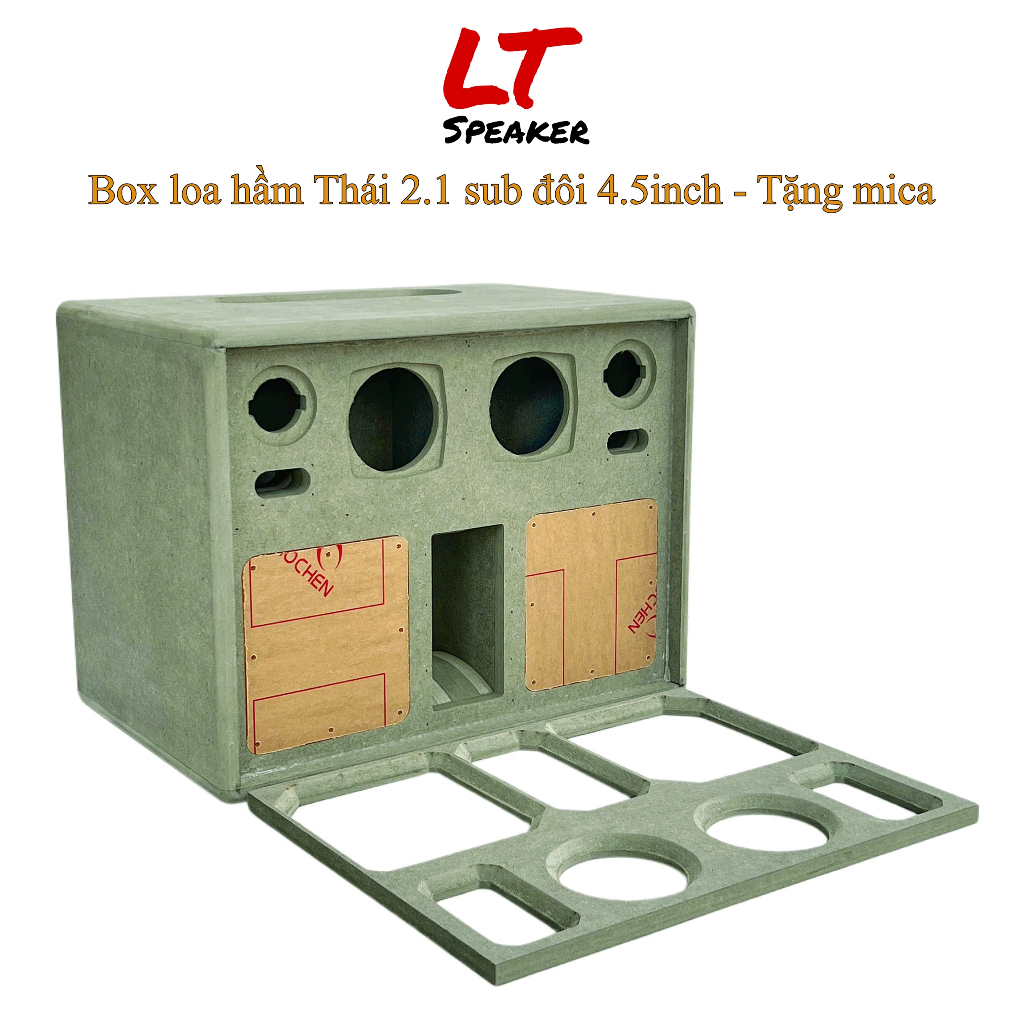 Box hầm Thái 2.1 200W sub đôi 4.5inch thùng loa thô tặng kèm mica LT Speaker