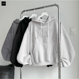 HOODIE BOXY - Áo khoác hoodie thêu đắp vải JJAYS form rộng mũ to nam nữ unisex màu XÁM TRẮNG/XÁM CHÌ/ĐEN 🖤