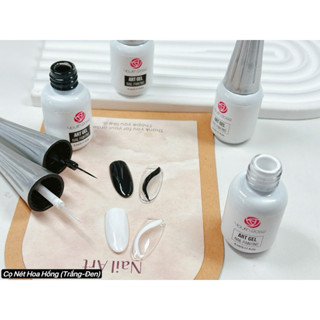 cọ nét gel trắng đen hoa hồng chai bán lẻ dùng vẽ nét lên móng nail