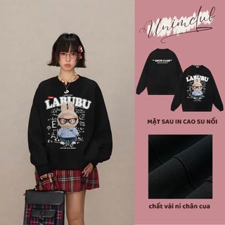 [ Vải Nỉ Chân Cua ] Ao Sweater Labubu NERD BOY IN 6D Monsters Hottrend Form Unisex Vải Nỉ Chân Cua 350 Gsm - S04