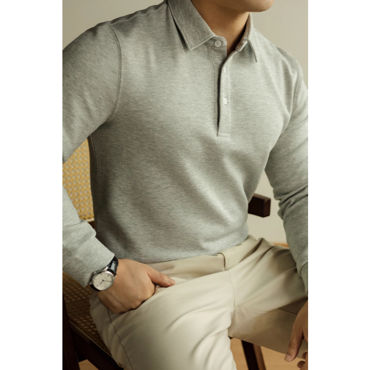 Áo polo Nỉ 2 lớp 320gsm xịn mịn SYLA tay dài thu đông thương hiệu ALPHA MAN | BigBuy360 - bigbuy360.vn