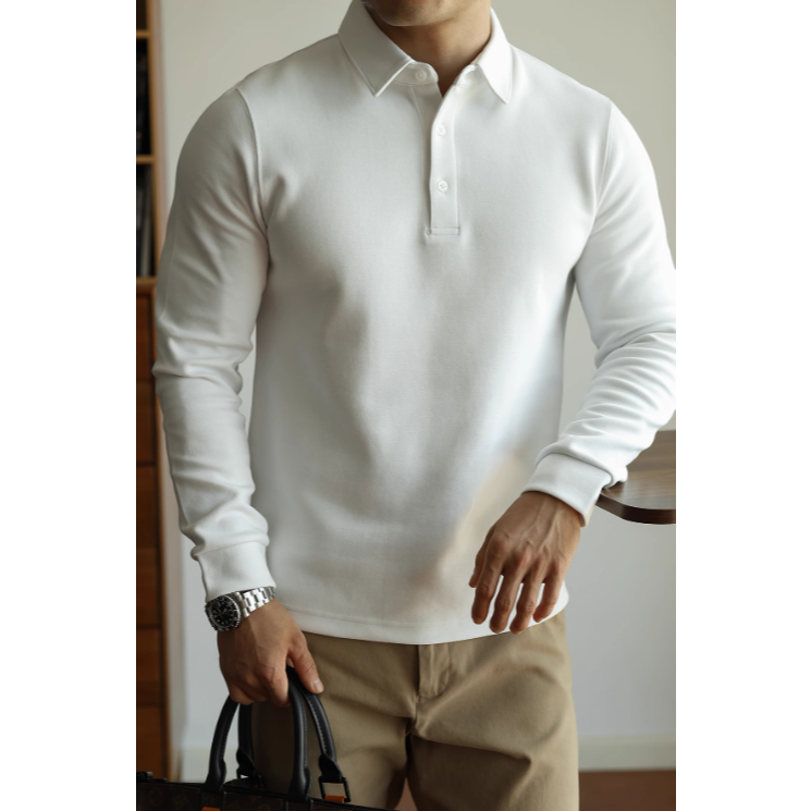 Áo polo Nỉ 2 lớp 320gsm xịn mịn SYLA tay dài thu đông thương hiệu ALPHA MAN | BigBuy360 - bigbuy360.vn