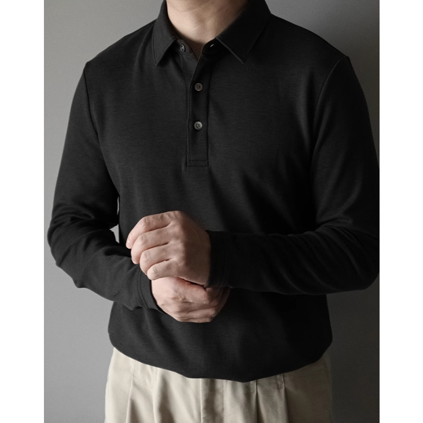 Áo polo Nỉ 2 lớp 320gsm xịn mịn SYLA tay dài thu đông thương hiệu ALPHA MAN | BigBuy360 - bigbuy360.vn