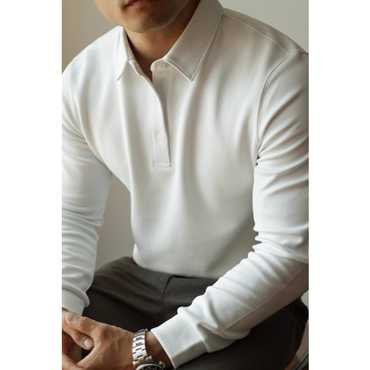 Áo polo Nỉ 2 lớp 320gsm xịn mịn SYLA tay dài thu đông thương hiệu ALPHA MAN | BigBuy360 - bigbuy360.vn