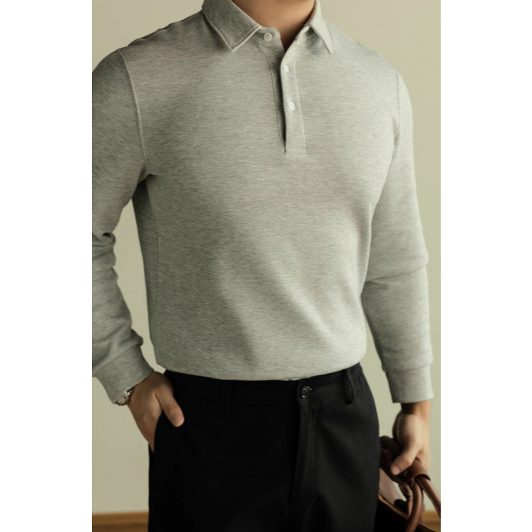 Áo polo Nỉ 2 lớp 320gsm xịn mịn SYLA tay dài thu đông thương hiệu ALPHA MAN | BigBuy360 - bigbuy360.vn