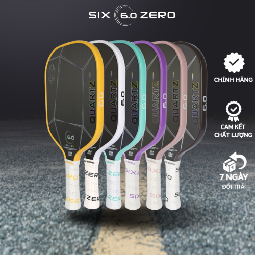 Vợt Pickleball Six Zero 6.0 Quartz (Chính Hãng) - Mặt Carbon Thô T300, Đúc Nguyên Khối