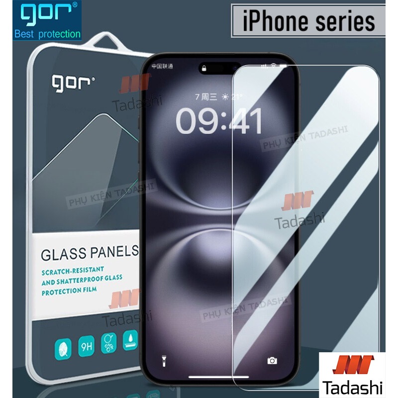 Kính Cường Lực Gor IPHONE 16 Plus/ 16/ 16 Pro/ 16 Pro Max, IP 15 Pro Max/ 15 Pro Trong Suốt Cao Cấp 