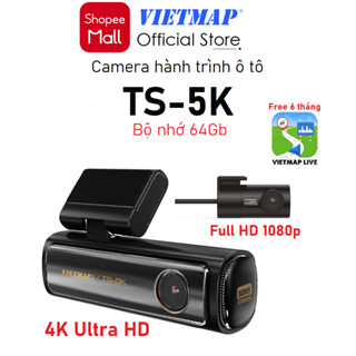 Camera hành trình Vietmap TS-5K 64Gb Ghi hình trước Sau, Cảnh báo giao thông, Vietmap Live Pro - Hàng chính hãng