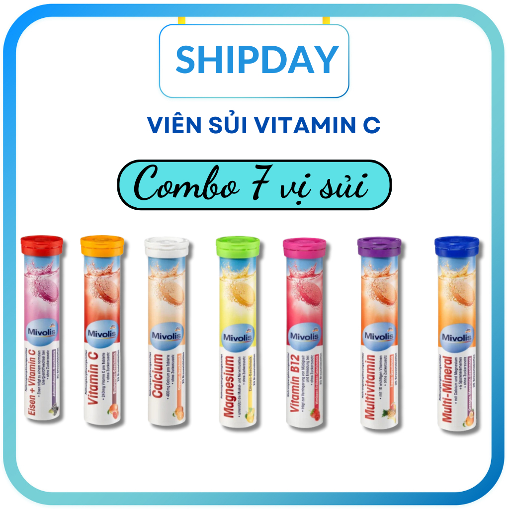 Viên C Sủi Mivolis Đức Vitamin C, B12, Magie,Tăng Cường Hệ Miễn Dịch Cho Người Lớn, Mẹ Bầu Và Trẻ Em