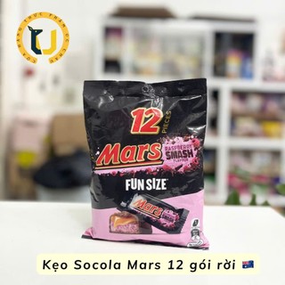 (HÀNG ÚC) Kẹo socola nhân caramel và smashmallow MARS FUNSIZE/ RASPBERRY Smash gói 12 viên rời